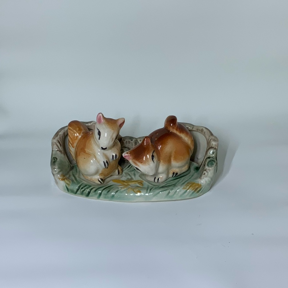 Squirrels 3 Piece Salt & PepperMid Century Japan